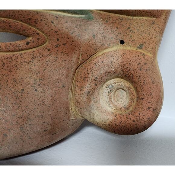 Vintage Terracotta Clay Mask Aztec Mayan Style Wall Art 12” Handcrafted Mexico - Picture 7 of 11